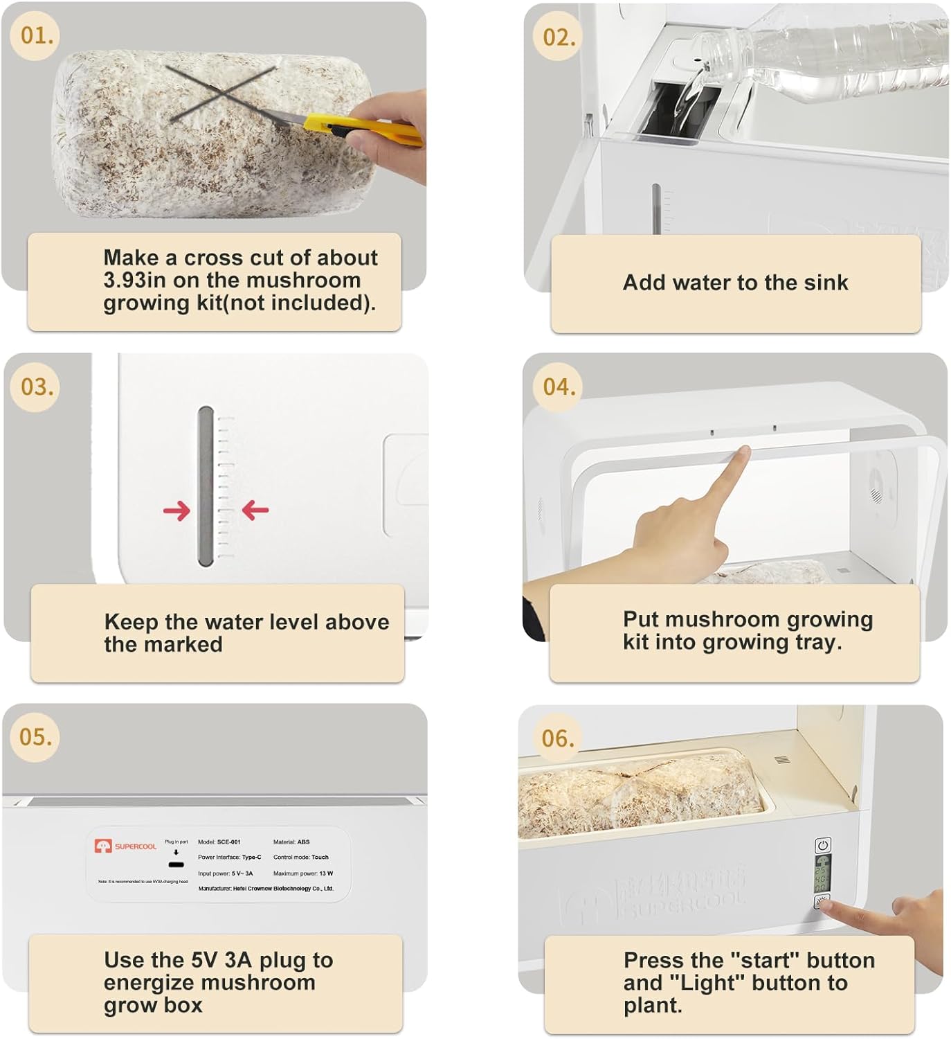 Smart Mushroom Growing Box,Mushroom Monotub Growing Kit with Grow Light,Indoor Still Air Box for Mushroom Growers